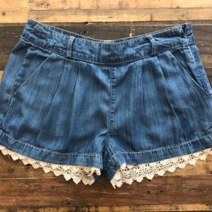 Lace Hem Jean Shorts